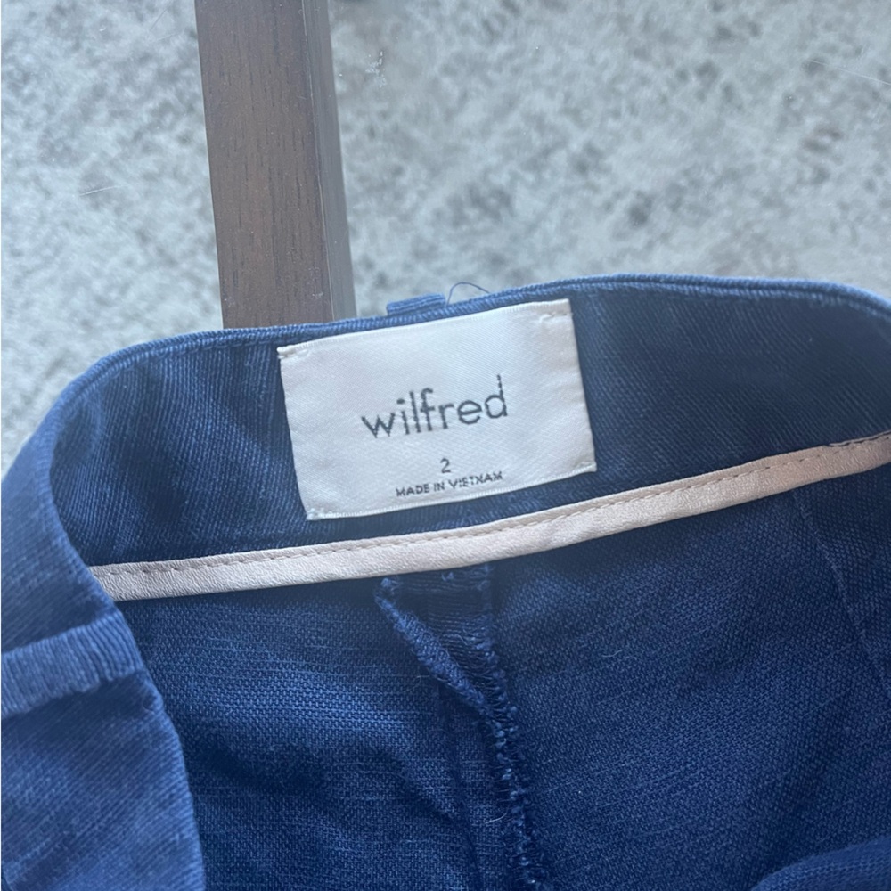 Aritzia Wilfred Linen Navy Blue Casual Garment Preppy Neutral Pants Sz 2 - Picture 12 of 14